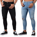 2019 Mens Ripped Jeans for men Casual Black Blue Skinny slim Fit Denim Pants Biker Hip Hop Jeans with sexy Holel Denim Pants