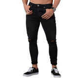 2019 Mens Ripped Jeans for men Casual Black Blue Skinny slim Fit Denim Pants Biker Hip Hop Jeans with sexy Holel Denim Pants