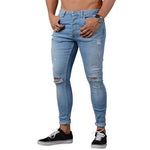 2019 Mens Ripped Jeans for men Casual Black Blue Skinny slim Fit Denim Pants Biker Hip Hop Jeans with sexy Holel Denim Pants