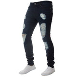 2019 Mens Ripped Jeans for men Casual Black Blue Skinny slim Fit Denim Pants Biker Hip Hop Jeans with sexy Holel Denim Pants