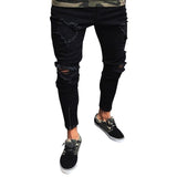 2019 Mens Ripped Jeans for men Casual Black Blue Skinny slim Fit Denim Pants Biker Hip Hop Jeans with sexy Holel Denim Pants