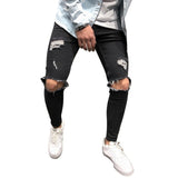 2019 Mens Ripped Jeans for men Casual Black Blue Skinny slim Fit Denim Pants Biker Hip Hop Jeans with sexy Holel Denim Pants