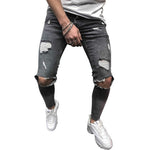 2019 Mens Ripped Jeans for men Casual Black Blue Skinny slim Fit Denim Pants Biker Hip Hop Jeans with sexy Holel Denim Pants