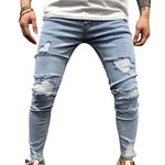 2019 Mens Ripped Jeans for men Casual Black Blue Skinny slim Fit Denim Pants Biker Hip Hop Jeans with sexy Holel Denim Pants