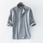 2019 VISADA JAUNA Spring Summer Fashion Men's Linen Shirts Short Sleeve Striped Male Shirts Casual Men's Clothing Soft Cotton