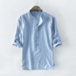 2019 VISADA JAUNA Spring Summer Fashion Men's Linen Shirts Short Sleeve Striped Male Shirts Casual Men's Clothing Soft Cotton