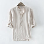 2019 VISADA JAUNA Spring Summer Fashion Men's Linen Shirts Short Sleeve Striped Male Shirts Casual Men's Clothing Soft Cotton