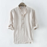 2019 VISADA JAUNA Spring Summer Fashion Men's Linen Shirts Short Sleeve Striped Male Shirts Casual Men's Clothing Soft Cotton
