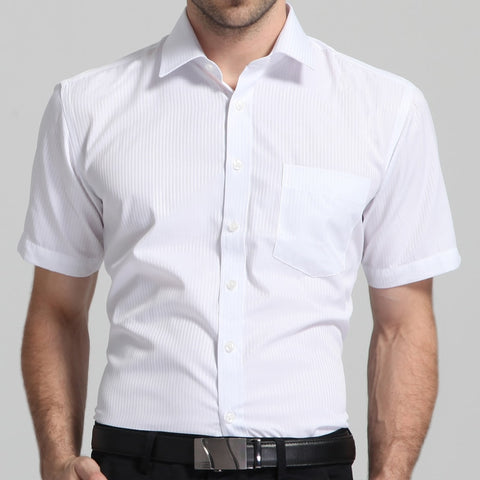 Men's Regular-fit Summer Short Sleeve Solid Classic Shirt Single Patch Pocket Formal Business Work Office Basic Dress Shirts