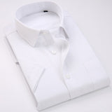 Men's Regular-fit Summer Short Sleeve Solid Classic Shirt Single Patch Pocket Formal Business Work Office Basic Dress Shirts