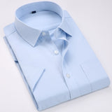 Men's Regular-fit Summer Short Sleeve Solid Classic Shirt Single Patch Pocket Formal Business Work Office Basic Dress Shirts