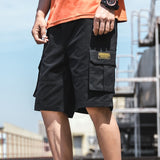 2020 Summer Red Fashion Multi-pockets Men's Cargo Shorts Straight Loose Casual Shorts Male Short Pants