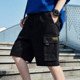 2020 Summer Red Fashion Multi-pockets Men's Cargo Shorts Straight Loose Casual Shorts Male Short Pants