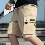 2020 Summer Red Fashion Multi-pockets Men's Cargo Shorts Straight Loose Casual Shorts Male Short Pants