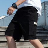 2020 Summer Red Fashion Multi-pockets Men's Cargo Shorts Straight Loose Casual Shorts Male Short Pants