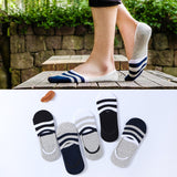 Men Socks Spring and Summer New Cotton Happy Socks Shallow Mouth Invisible Socks Silicone Non-slip Striped Funny Sock 020801