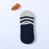 Men Socks Spring and Summer New Cotton Happy Socks Shallow Mouth Invisible Socks Silicone Non-slip Striped Funny Sock 020801