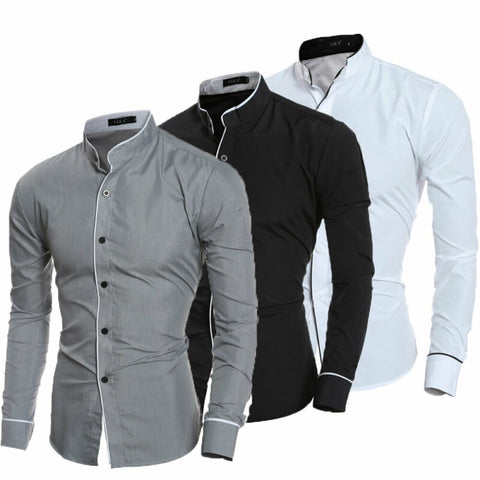 2020 Men's Luxury Casual Formal Shirt Long Sleeve Slim Fit Business Dress Shirts Tops Social Blouse Men Formal Blouse