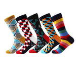 MYORED 5 pair/lot men casual dress cotton socks bright color funny Skateboard Sock business Crew Wedding Socks men's gift socks