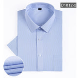 2020 Summer Short Sleeve Dress Shirts Mens Stripe Slim Fit Fashion Casual Social Shirt Formal Clothing