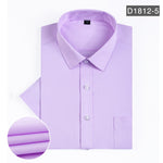 2020 Summer Short Sleeve Dress Shirts Mens Stripe Slim Fit Fashion Casual Social Shirt Formal Clothing