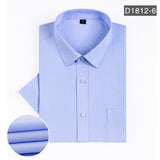 2020 Summer Short Sleeve Dress Shirts Mens Stripe Slim Fit Fashion Casual Social Shirt Formal Clothing