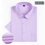 2020 Summer Short Sleeve Dress Shirts Mens Stripe Slim Fit Fashion Casual Social Shirt Formal Clothing