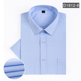 2020 Summer Short Sleeve Dress Shirts Mens Stripe Slim Fit Fashion Casual Social Shirt Formal Clothing