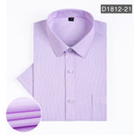 2020 Summer Short Sleeve Dress Shirts Mens Stripe Slim Fit Fashion Casual Social Shirt Formal Clothing