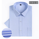 2020 Summer Short Sleeve Dress Shirts Mens Stripe Slim Fit Fashion Casual Social Shirt Formal Clothing