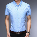 Men Summer Casual Shirt Slim Fit Short Sleeve Turn-down Collar Single Breasted Polka Dot Cotton Mens Dress Shirts