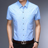 Men Summer Casual Shirt Slim Fit Short Sleeve Turn-down Collar Single Breasted Polka Dot Cotton Mens Dress Shirts