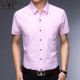 Men Fashion Casual Shirt Slim Fit 2020 Short Sleeve Turn-down Collar  Print  Cotton  Korean Men Shirts