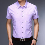 Men Fashion Casual Shirt Slim Fit 2020 Short Sleeve Turn-down Collar  Print  Cotton  Korean Men Shirts