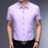 Men Fashion Casual Shirt Slim Fit 2020 Short Sleeve Turn-down Collar  Print  Cotton  Korean Men Shirts