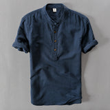 2019 Summer Cotton Linen Shirt Casual Men's Short Sleeved Shirts Breathes Cool Business Shirt High Quality Pullover Shirt