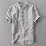 2019 Summer Cotton Linen Shirt Casual Men's Short Sleeved Shirts Breathes Cool Business Shirt High Quality Pullover Shirt