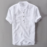 2019 Summer Cotton Linen Shirt Casual Men's Short Sleeved Shirts Breathes Cool Business Shirt High Quality Pullover Shirt