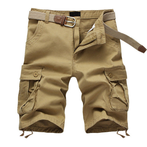 2020 Summer Men's Baggy Multi Pocket Military Cargo Shorts Male Cotton Khaki Mens Tactical Shorts Short Pants 29-44 No Belt