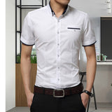 2019 New Arrival Brand Men's Summer Business Shirt Short Sleeves Turn-down Collar Tuxedo Shirt Shirt Men Shirts Big Size 5XL