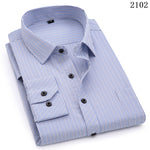 Plus Large Size 8XL 7XL 6XL 5XL 4XL Mens Business Casual Long Sleeved Shirt Classic Striped Male Social Dress Shirts Purple Blue