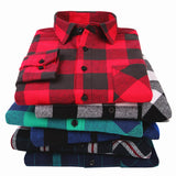 100% Cotton Flannel Men's Plaid Shirt Slim Fit Spring Autumn Male Brand Casual Long Sleeved Shirts Soft Comfortable 4XL