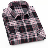 Men Long Sleeve Single Breasted Shirts Camisa,Breathable Comfortable Plaid Printed Casual Slim Fit High Quality Shirts Cloth