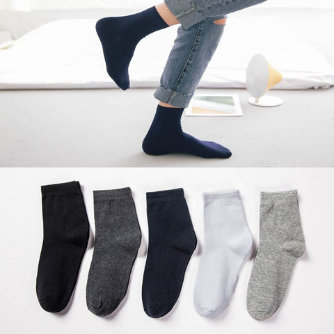 2/3/5Pair Cotton Men Socks Warm Autumn Winter Comfortable Crew Short Socks Business Casual Male Breathable Socks Solid Colors