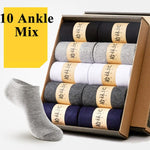 20pcs=10 Pairs/Box Men's Socks Calcetines Sox Meias Crew Plus Large Big Size 44,45,46,47,48 Business Dress Men Male Short Socks